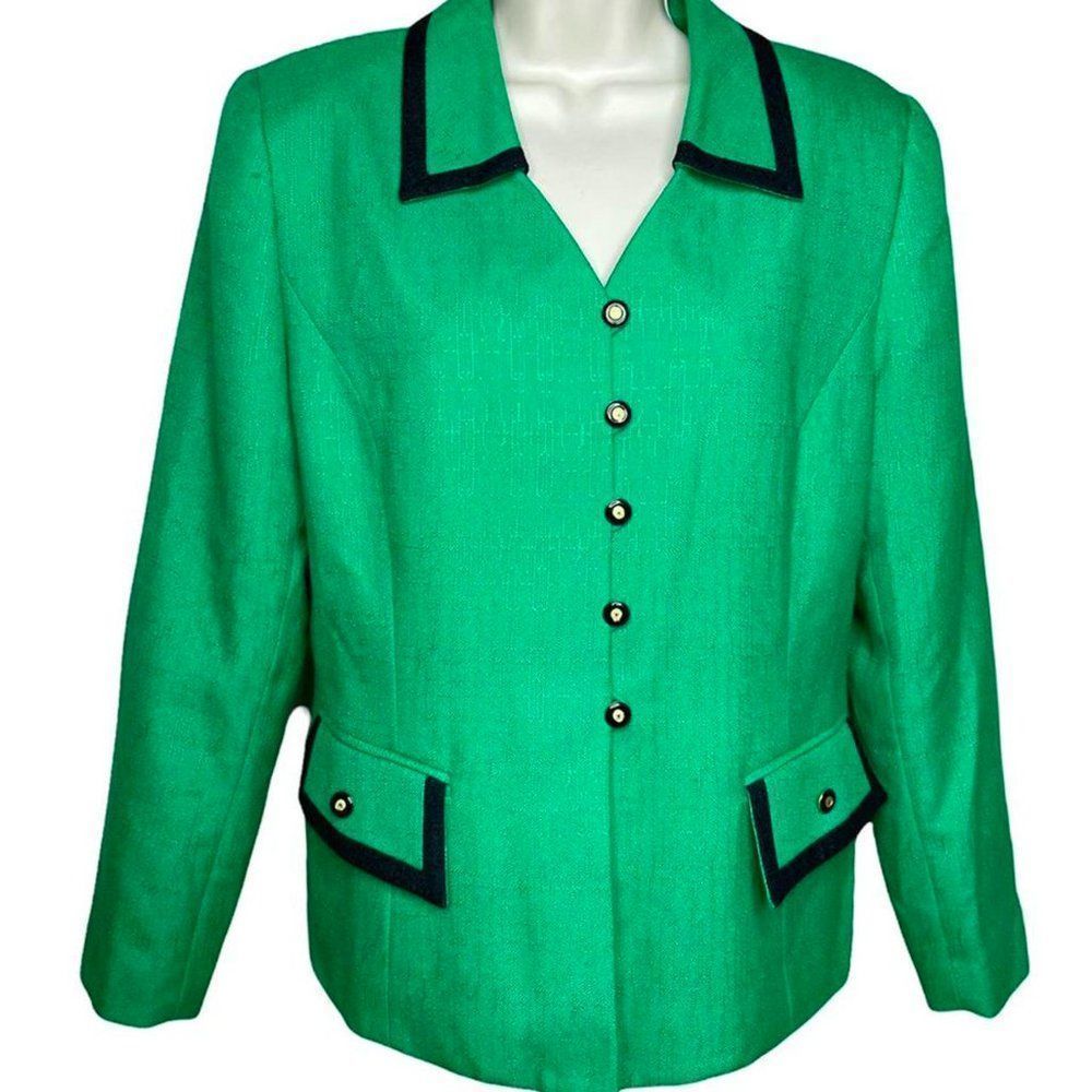 St Patrick’s Vintage Green Black Blazer women’s size Medium 80s 90s Party Clover